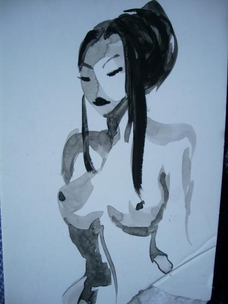 un dessin de moi vite fait sur une chute de carton plume