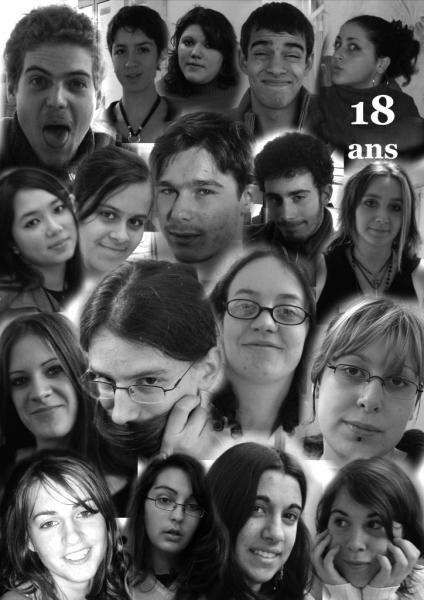 pour l'anniversaire d'adeline, ses 18 ans..le tableau-cadeau qui déchire !! y'à à peu près toute ma classe !!