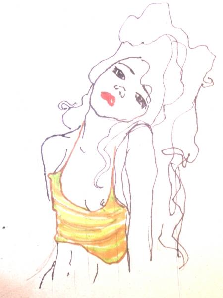 dessin de moi inachevé sur une table de Vox